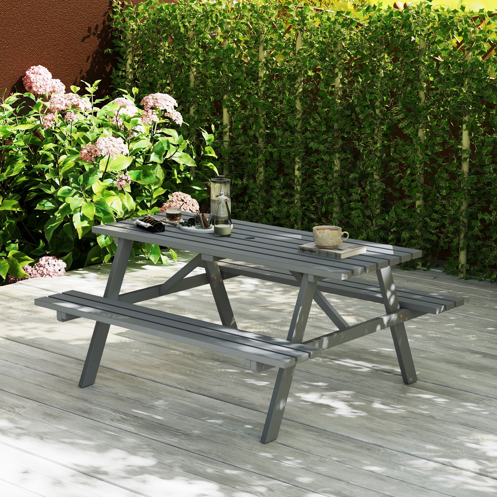Outdoor Wooden Picnic Table Bench Garden Patio Pub Chair
