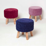 Lyla Pleated Velvet Footstool, 40 Cm Tall | Purple