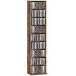 260 Cd Storage Unit 120 Dvd Storage Tower With 9 Compartments | Rustic Brown