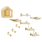 8 Piece Cat Shelves Set With Cat House, 3 Perches