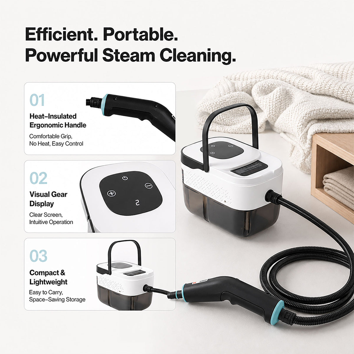 Steam Cleaner Handheld 6 Settings With Tank 105°c Heat For Kitchen White | White