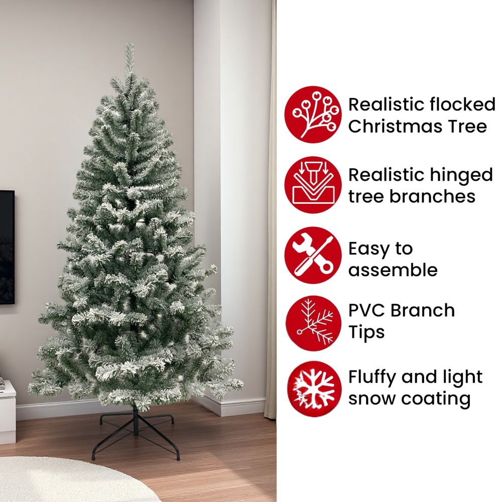 6ft Premium Snow Filled Grand Fir Full Artificial Christmas Tree 1000 Branch Tips