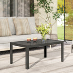 Outdoor Side Table Garden Table With Steel Frame And Slat Top Grey Wood