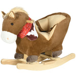 Kids Rocking Horse, Plush Baby Rocking Chair W/ Safety Harness, Sounds