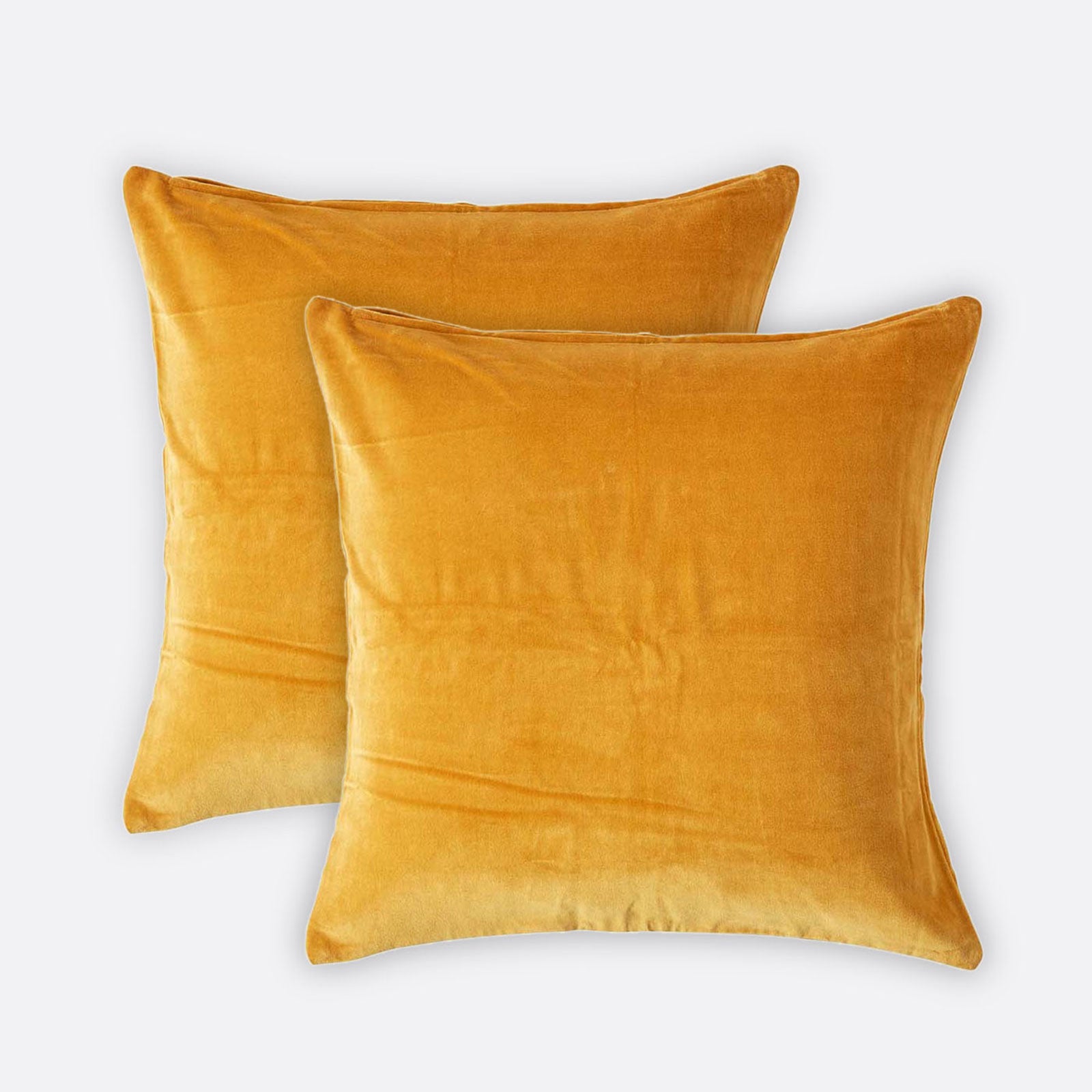 Set Of 2 Velvet Cushion Covers | 40cm x 40cm | Mustard