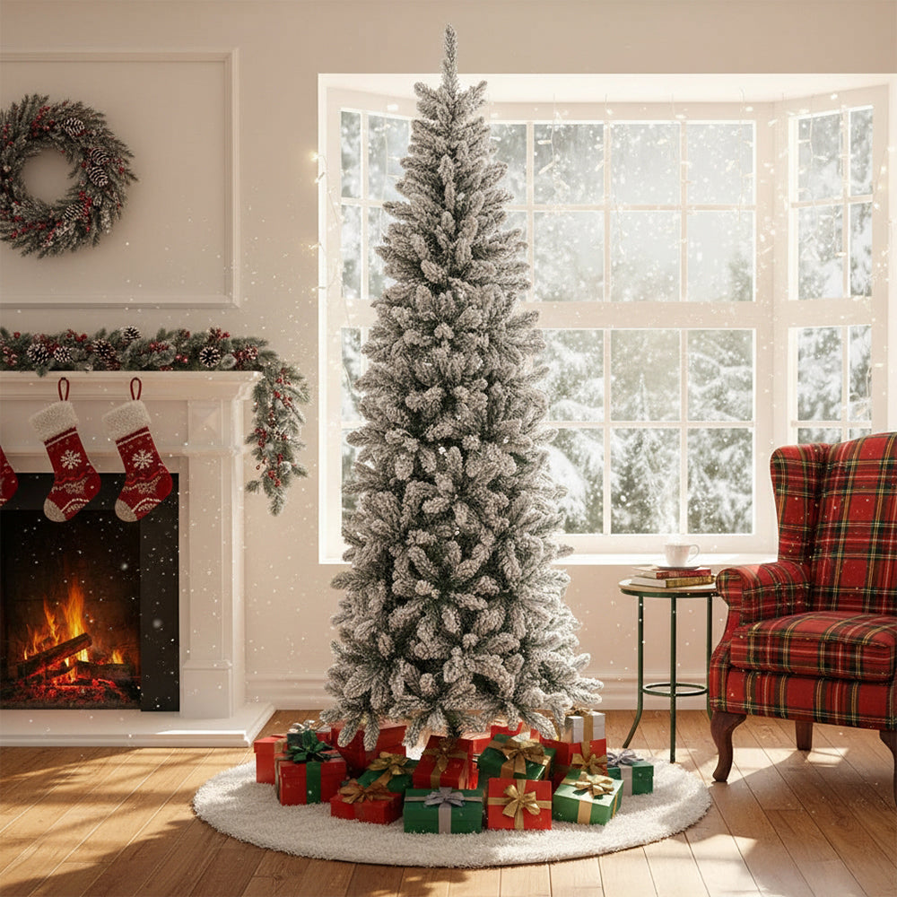 Flocked Christmas Tree With X-frame Stand | 7ft