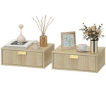 Floating Nightstands Set Of 2 Bedside Tables W/ Wave Drawer | Oak