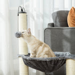 83cm Cat Tree Tower W/ Sisal Scratching Post Hammock Toy Ball - Grey