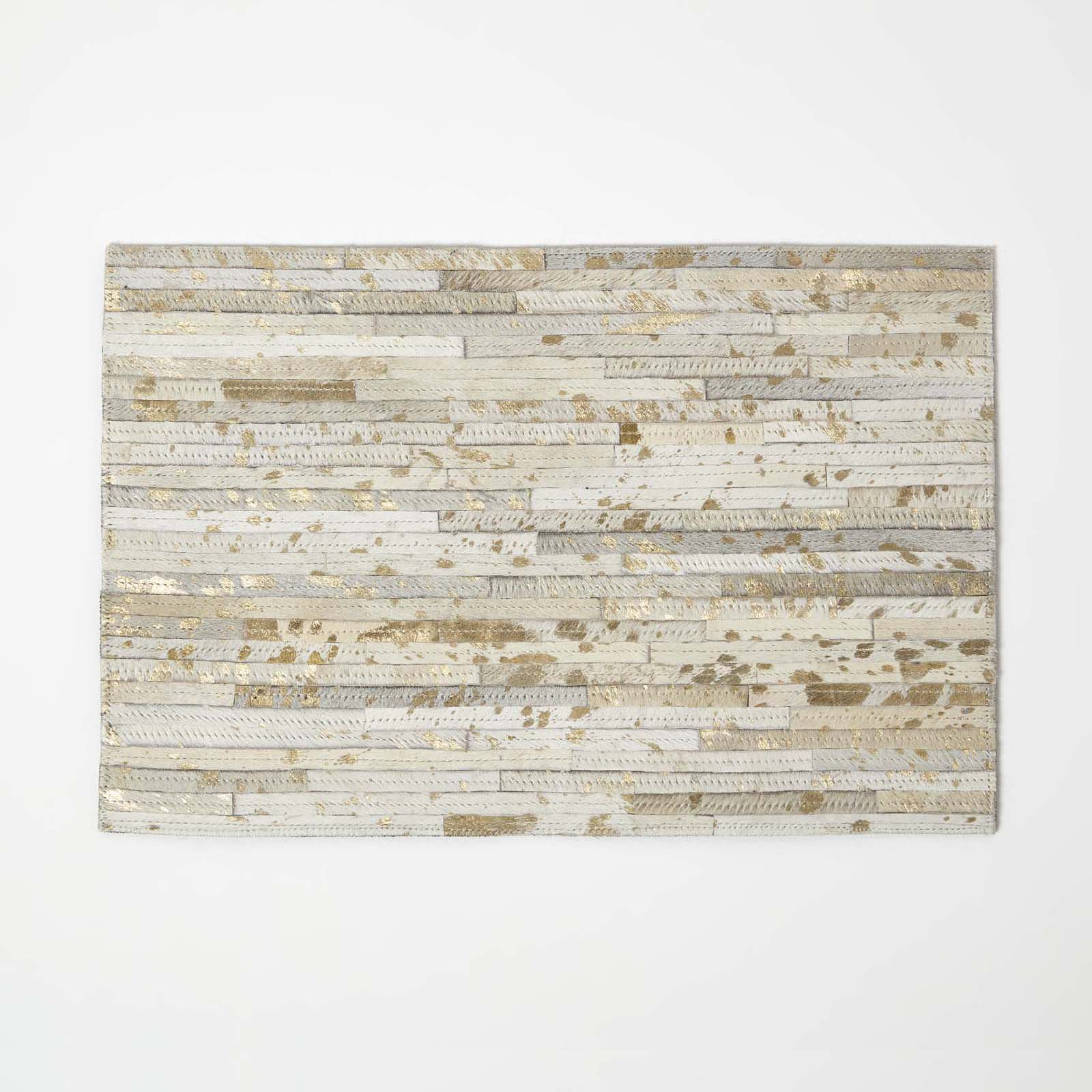 Gold & Grey Leather Placemats Set Of 4