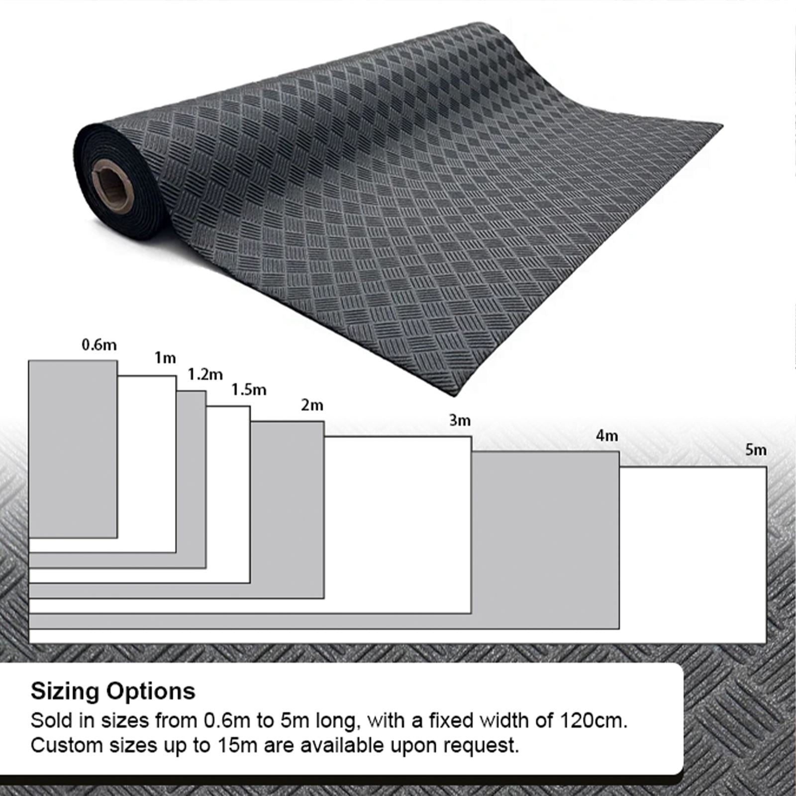 Deckplate Custom Cut Roll Non-Slip Heavy Duty Floor Mat | 300cm | Grey