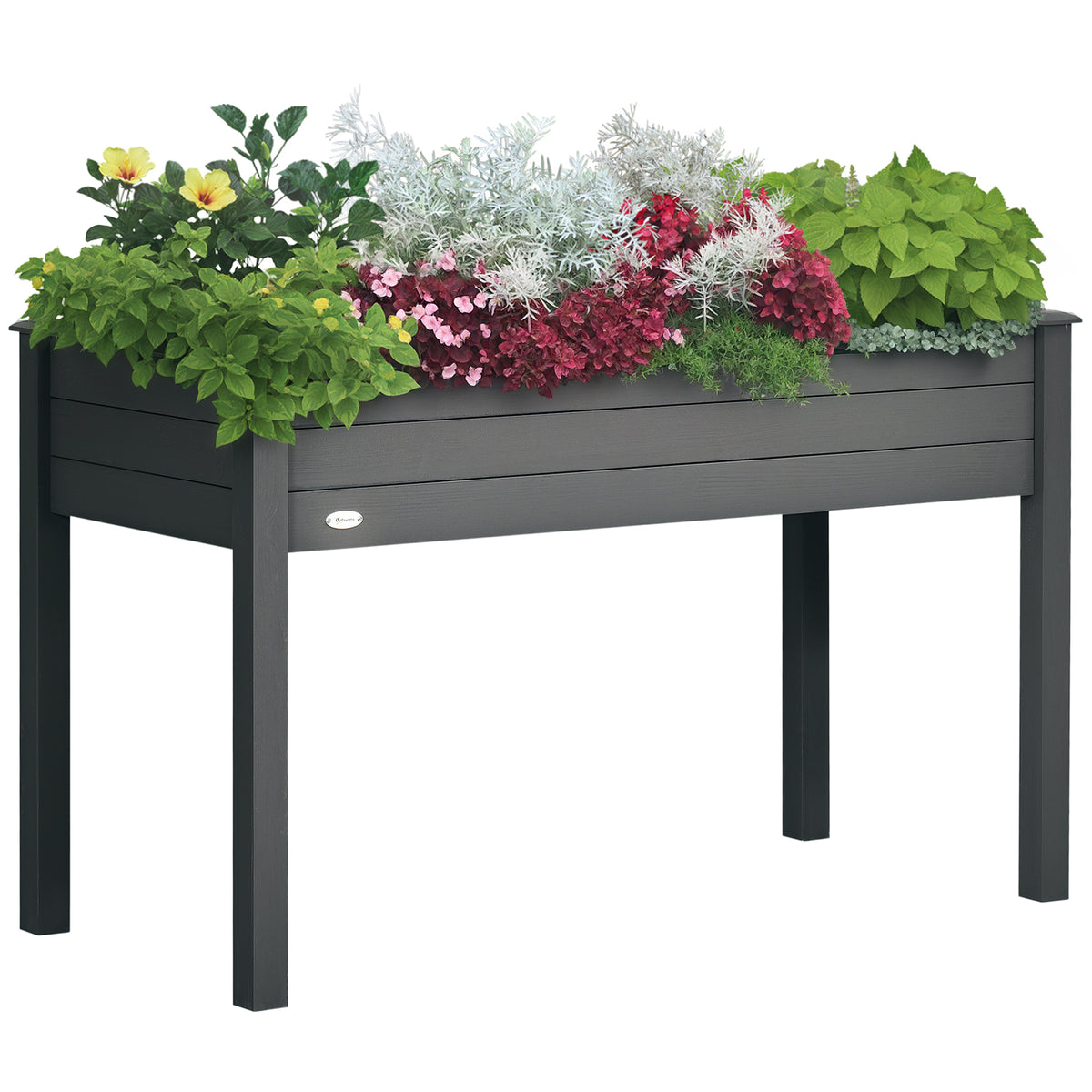 Outsunny Garden Wooden Planter Flower Raised Bed