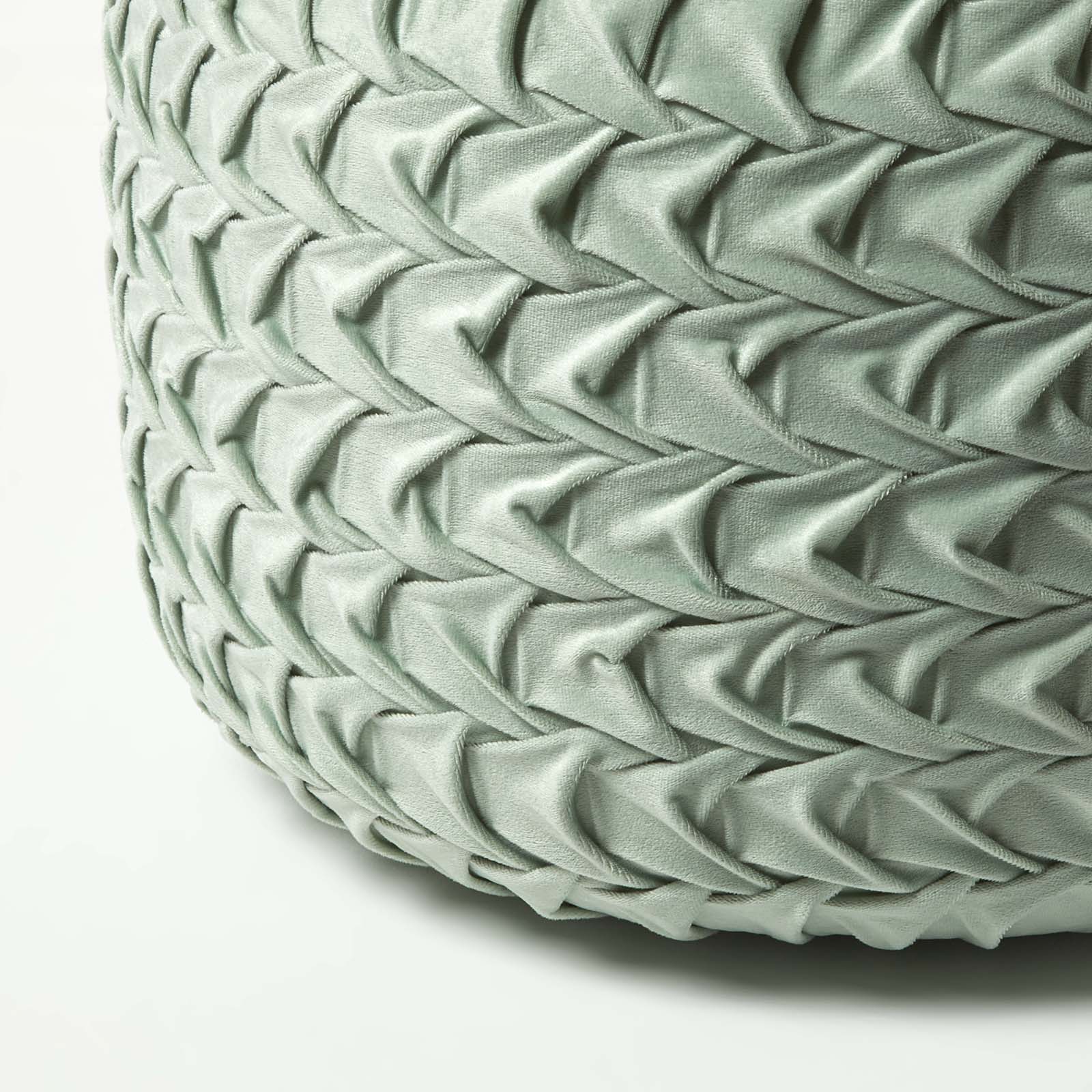 Grace Pleated Velvet Pouffe | 50cm x 35cm | Green