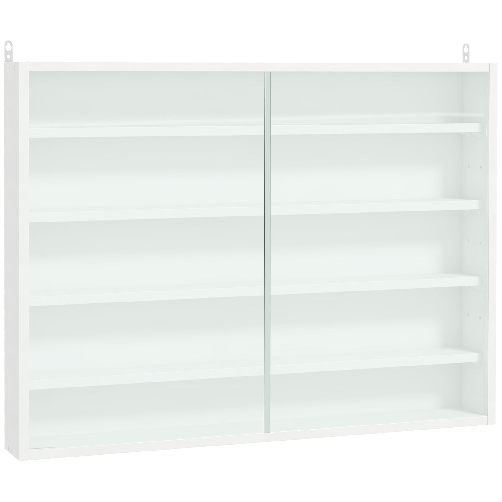 5-tier Wall Display Shelf Unit Cabinet Shelves Glass Doors | One Size | White