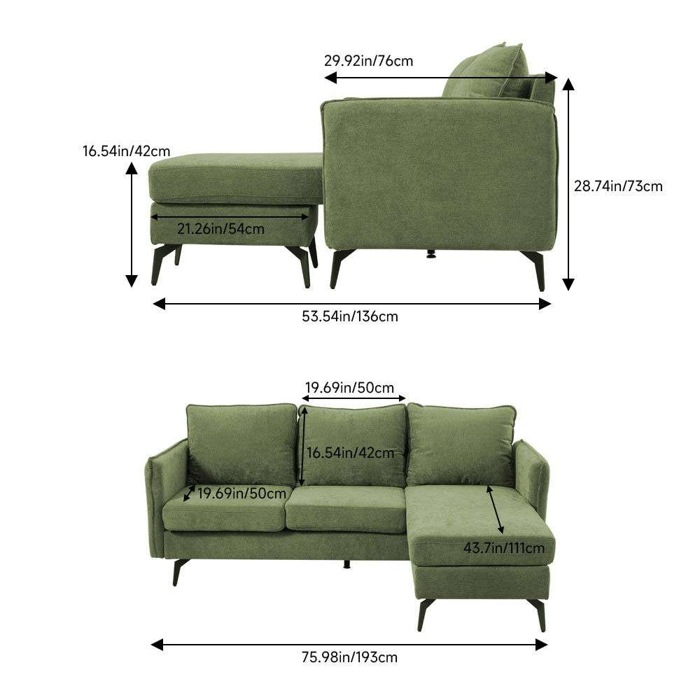 3-seater Upholstered Corner Sectional Sofa