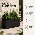 Nicoman 80cm Galvanised Matte Black Trough Planter