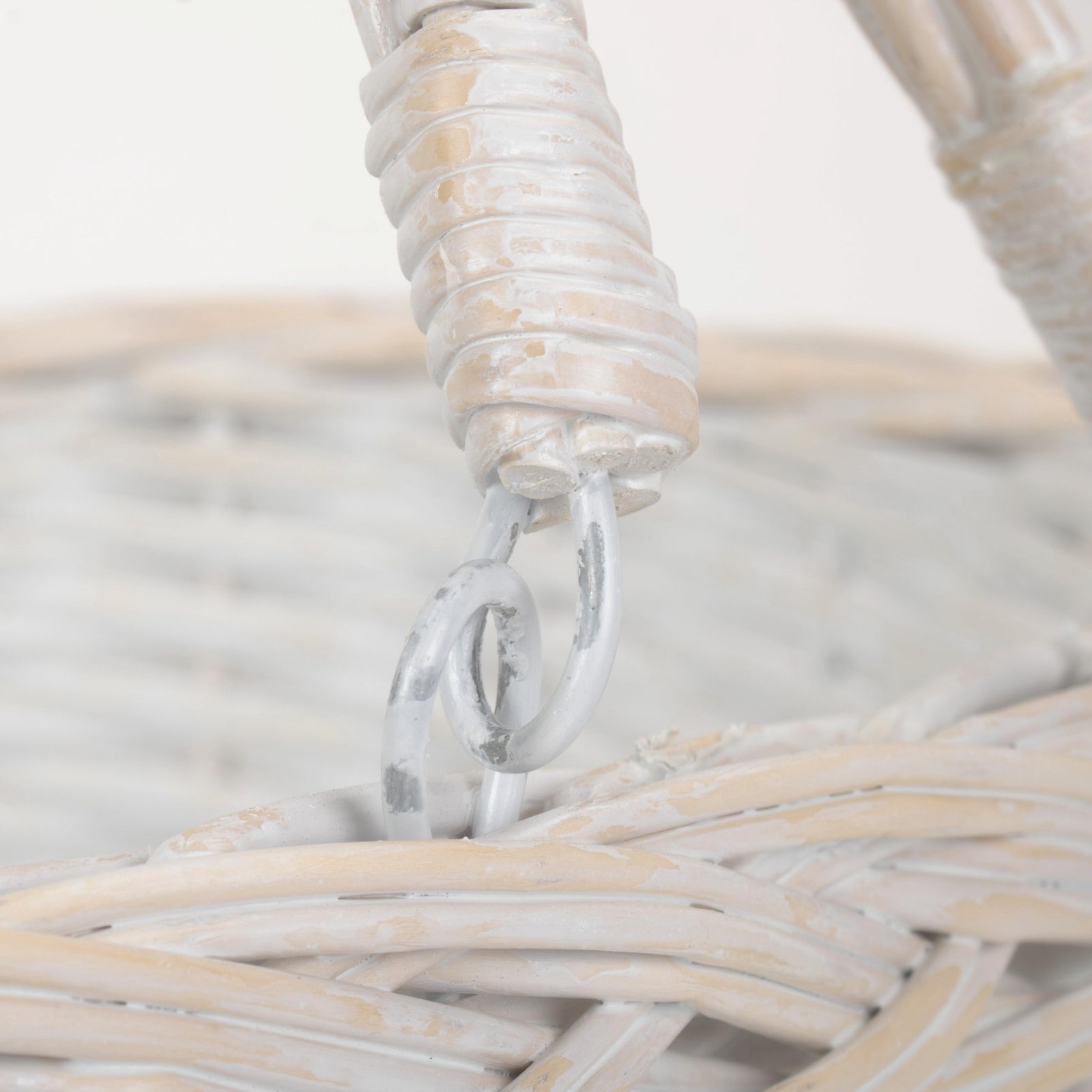 White Painted Wicker Swing Handle Shopping Basket | Medium | White