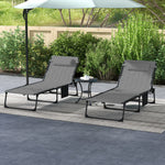 Foldable Sun Lounger Set W/ Padded Seat | Set-of-2 | Gray