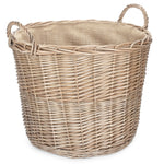 Chestnut Finish Wicker Round Lined Log Basket | Large | Natural