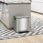 Double Kitchen Bin, Pedal Bin With Soft-close Lid, Silver Tone | S | Silver
