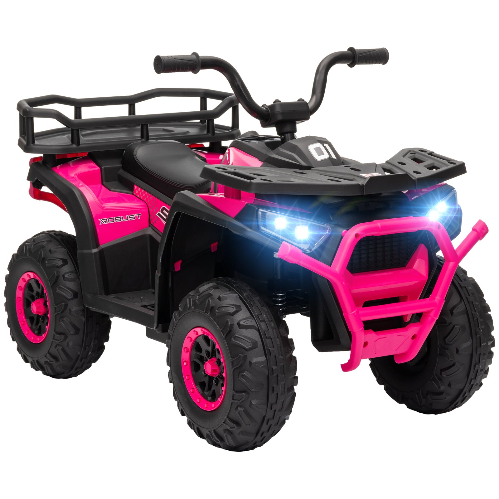 12v Kids Electric Ride On Atv W/ Spring Suspension, Storage Basket | Pink