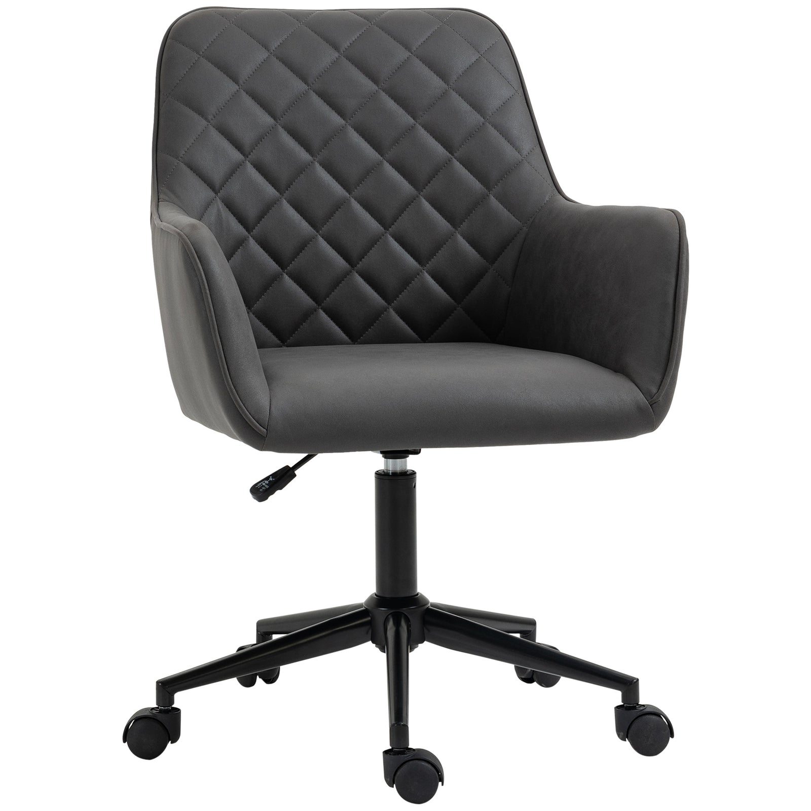 Swivel Argyle Office Chair Leather-feel | Dark Gray