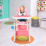 3-in-1 Convertible Baby High Chair Booster Seat W/ Removable Tray | Pink