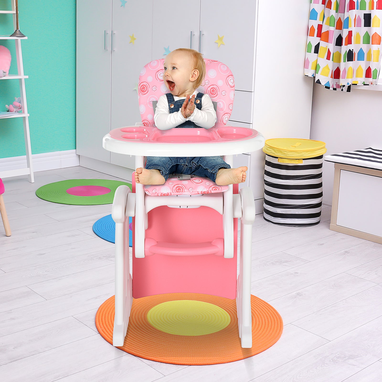 3-in-1 Convertible Baby High Chair Booster Seat W/ Removable Tray | Pink