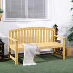 Wooden Garden Bench 2 Seater Slatted Seat With Arm For Patio | Orange