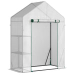 Greenhouse W/ 2 Tier Shelf & Roll-up Door - Clear | 143 x 73 x 195cm | Clear