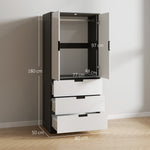 Modern Wardrobe White Wardrobe With 3 Drawer And Hanging Rod