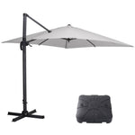 Large Square Patio Parasol With Durable Polyester Canopy, Pa Waterproof Coating, Adjustable Height, 360° Foot Pedal Rotation With Cross Base & Fillable Base | One Size | Light Grey