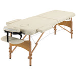 Wooden Folding Spa Beauty Massage Table W/ 2 Sections | One Size | Cream
