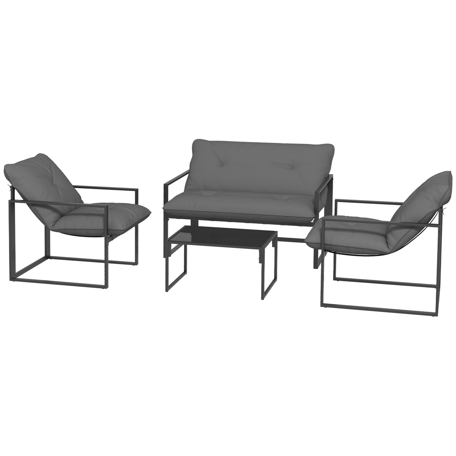 4 Pcs Garden Sofa Set Armchairs Loveseat Table