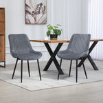Set Of 2 Bovino Velvet Fabric Dining Chairs