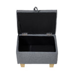 Linen Upholstered Storage Ottoman | Grey