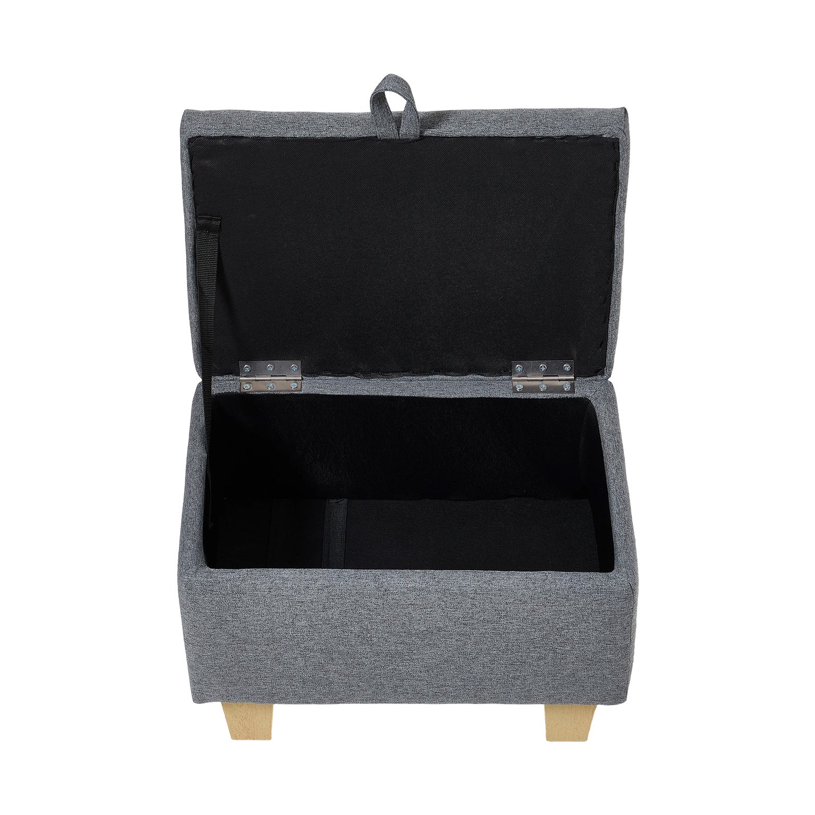 Linen Upholstered Storage Ottoman | Grey