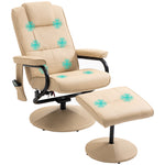 Massage Recliner Chair Cushioned Ottoman 10 Point Vibration | One Size | Beige