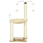Cat Tree For Indoor Cats W/ Scratching Posts Hammock, Toy Ball - Beige