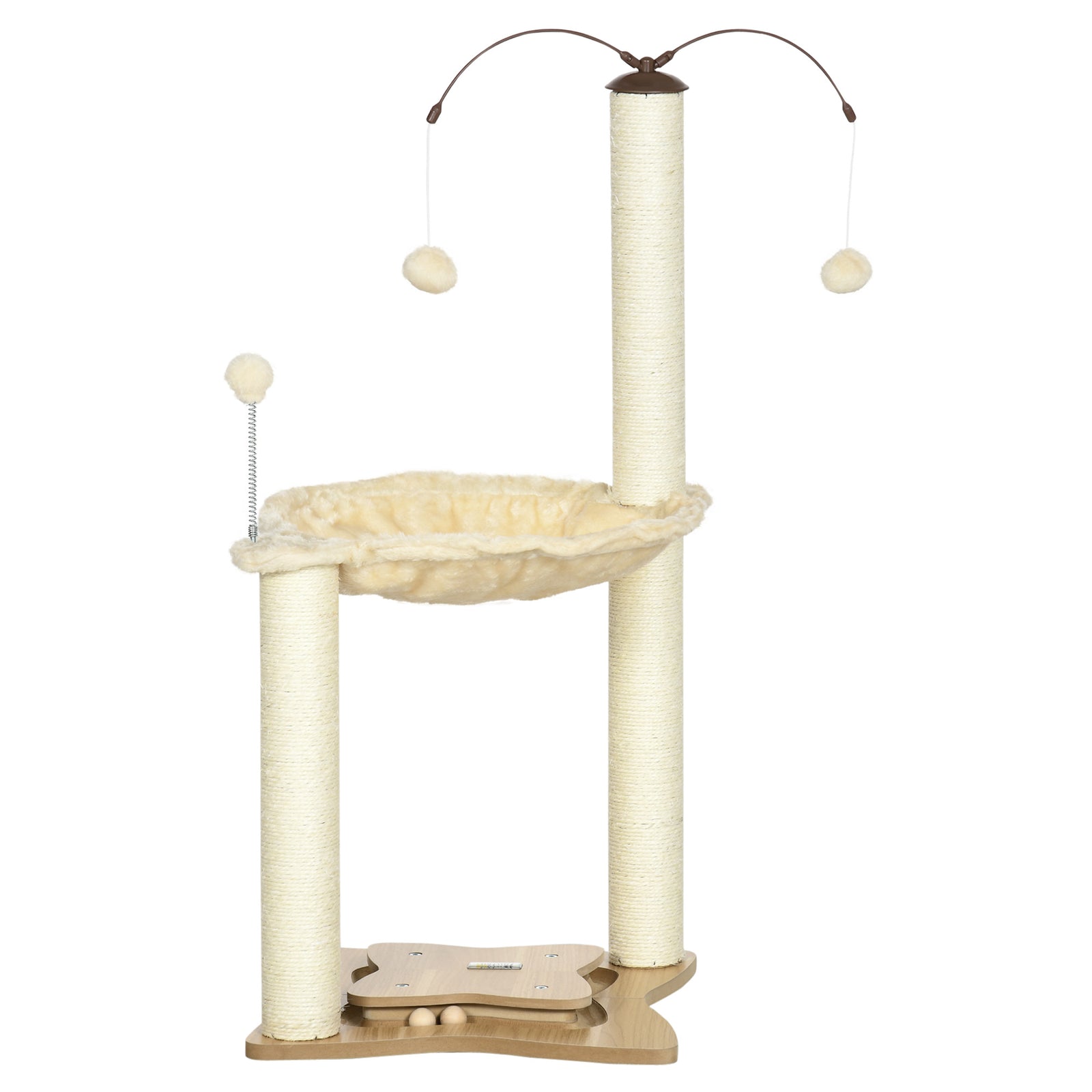 Cat Tree For Indoor Cats W/ Scratching Posts Hammock, Toy Ball - Beige