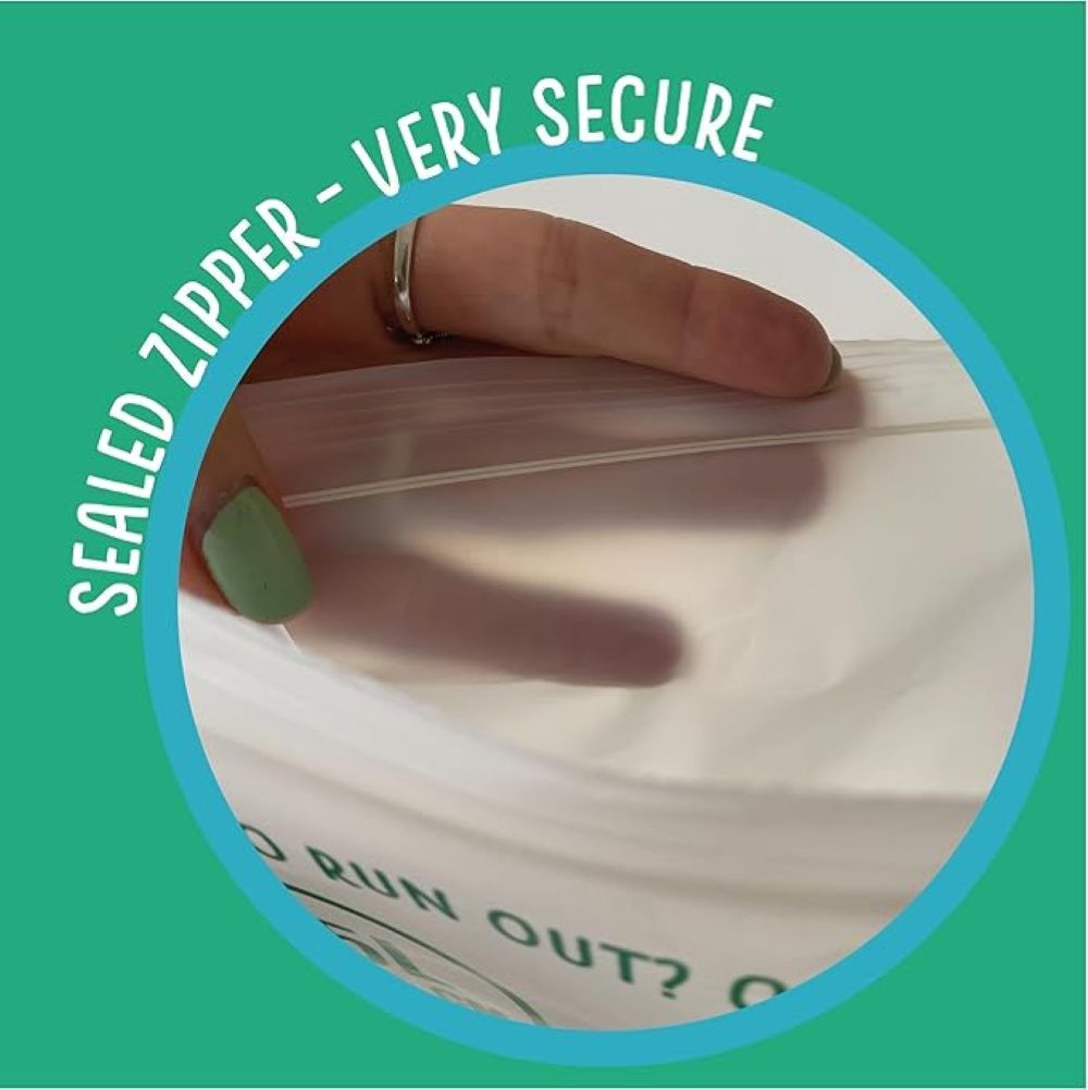 Compostable Resealable Zip Lock Bags Large  2.5 Litre | Set of 2 | White