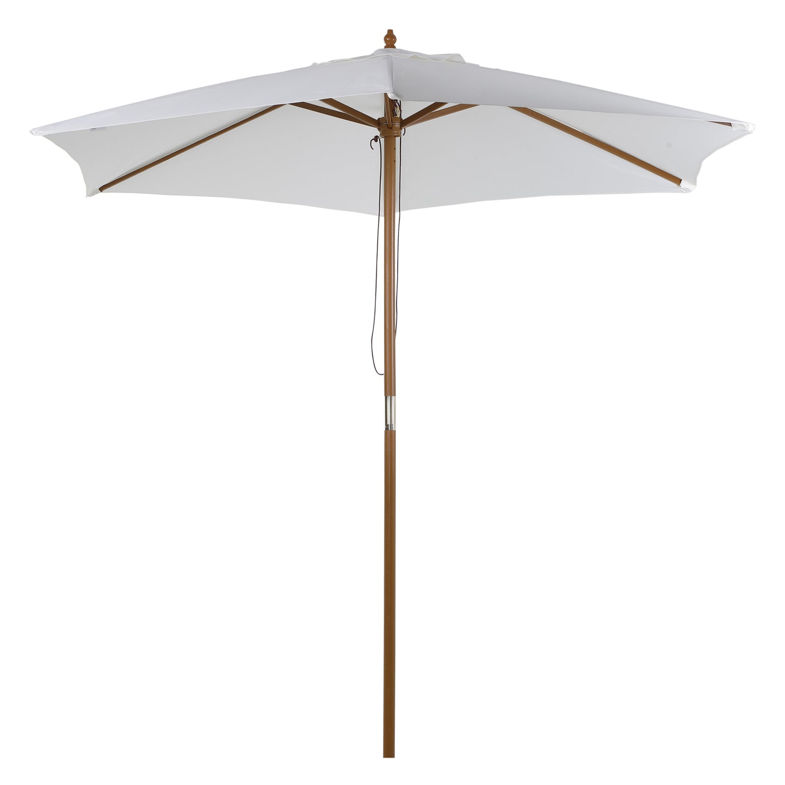 2.5m Wood Garden Parasol Sun Shade | White