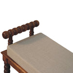 Artisan Furniture Solid Wood Spindle Amber Linen Bench, Upholstered