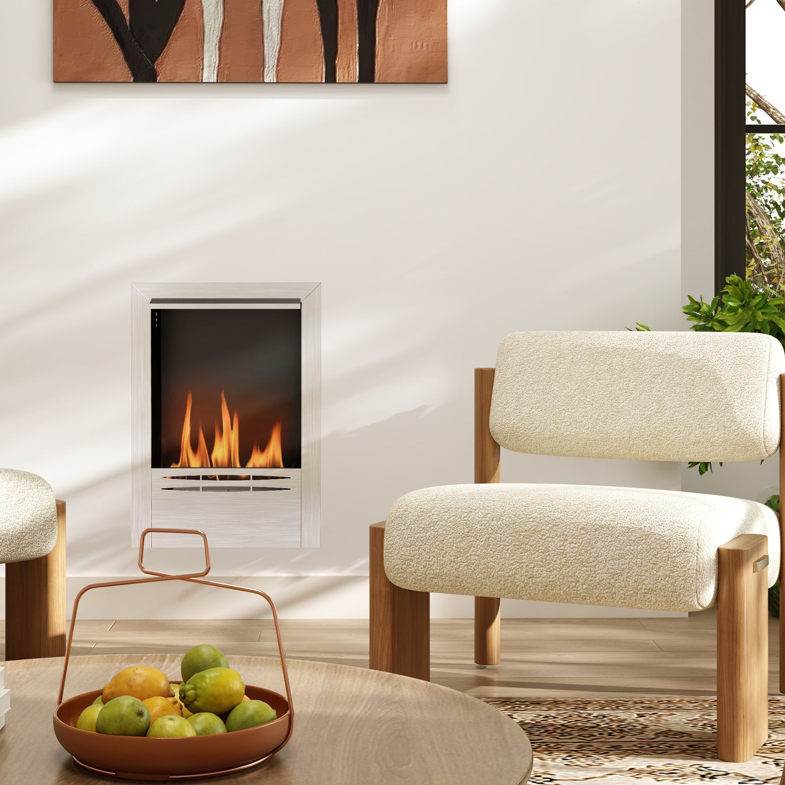 HOMCOM Stainless Steel Bioethanol Fire, Ethanol Fireplace Insert