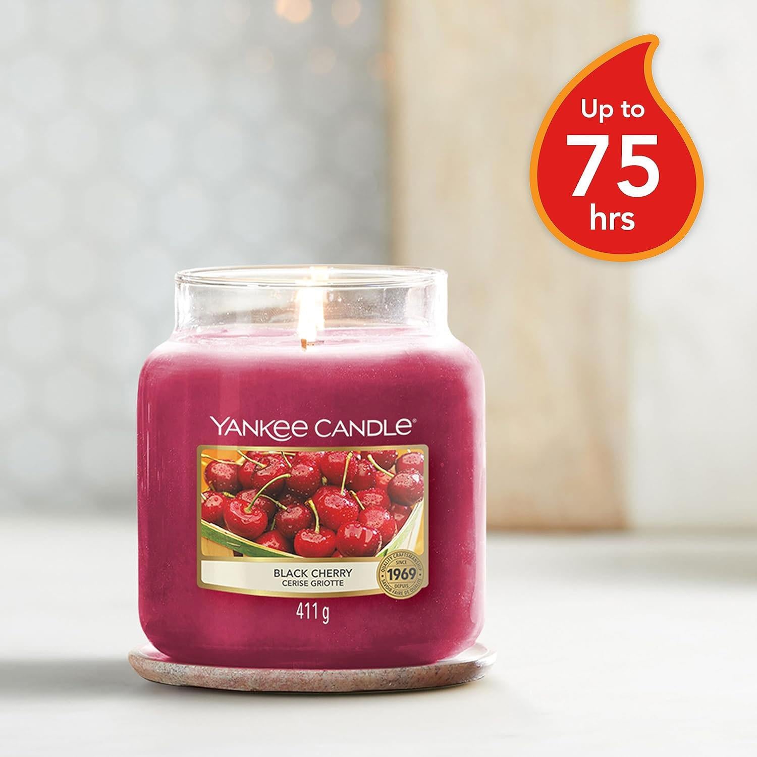 Yankee Candle Original Medium Jar Scented Candle - Black Cherry, 411g