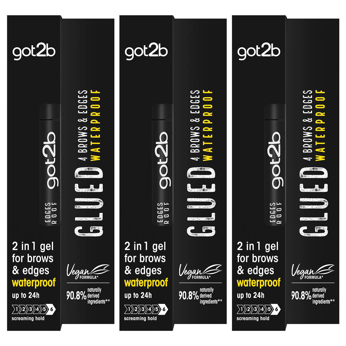 Glued For Brows & Edges Eyebrow Gel 16ml, Pack 3