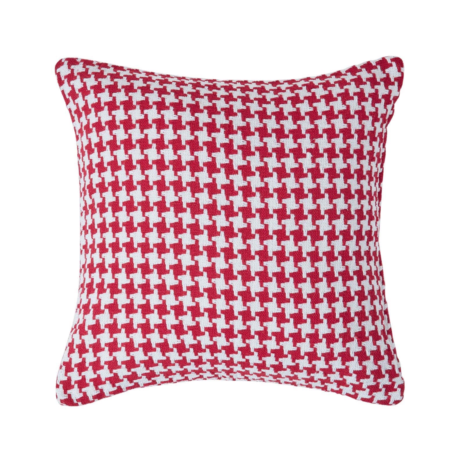 Houndstooth Cotton Cushion Cover | 60cm x 60cm | Red