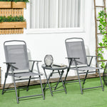 Patio Bistro Set Folding Chairs & Coffee Table For Balcony | Light Slate Gray