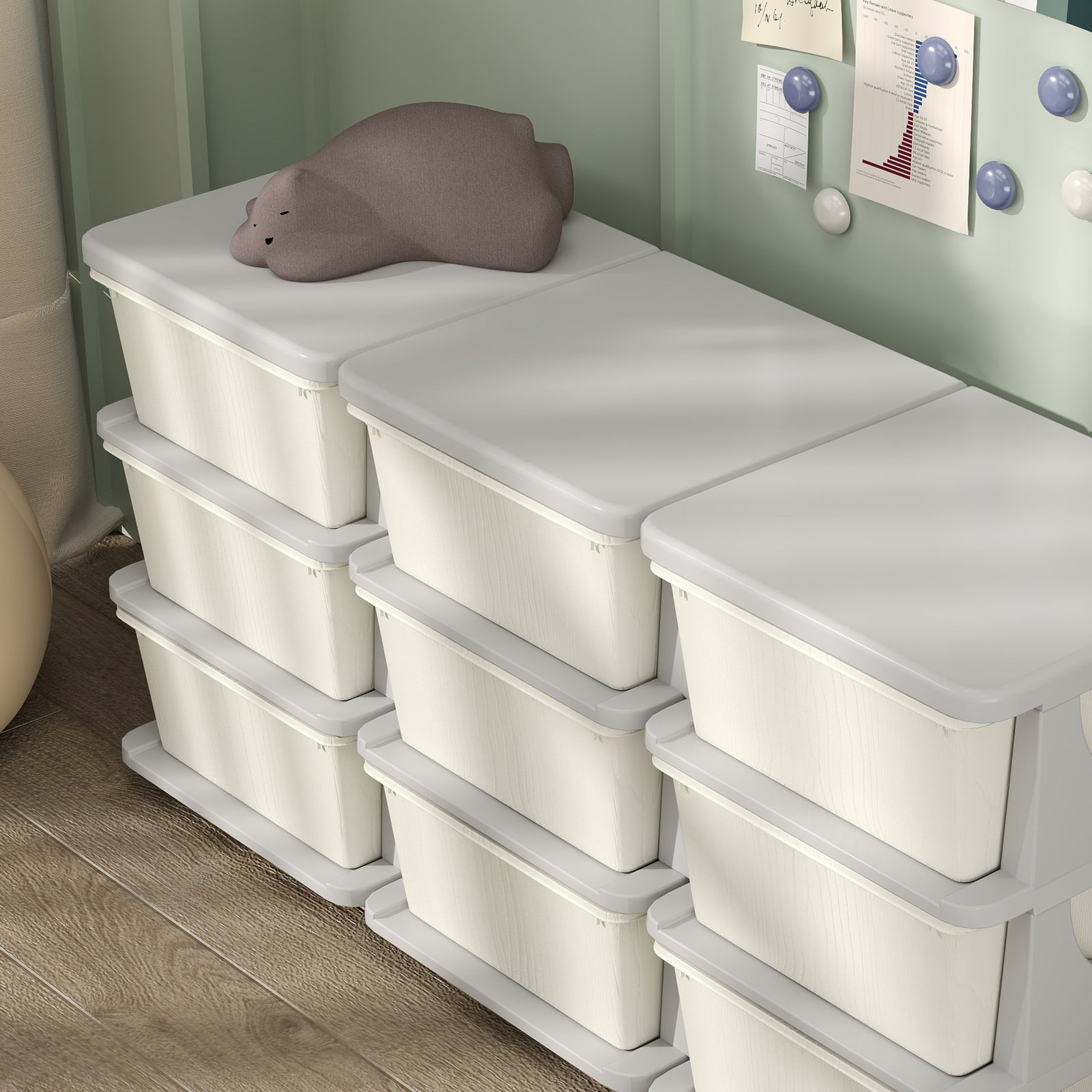 Kids Storage Units With Drawers 3 Tier Chest Dresser Tower | Cream