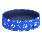 Pawhut Dog Swimming Pool Foldable Pet Bathing Shower Tub Padding Pool | Blue