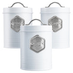 Tea Coffee & Sugar Canisters Bin Jar Storage 3pc White/silver | Silver